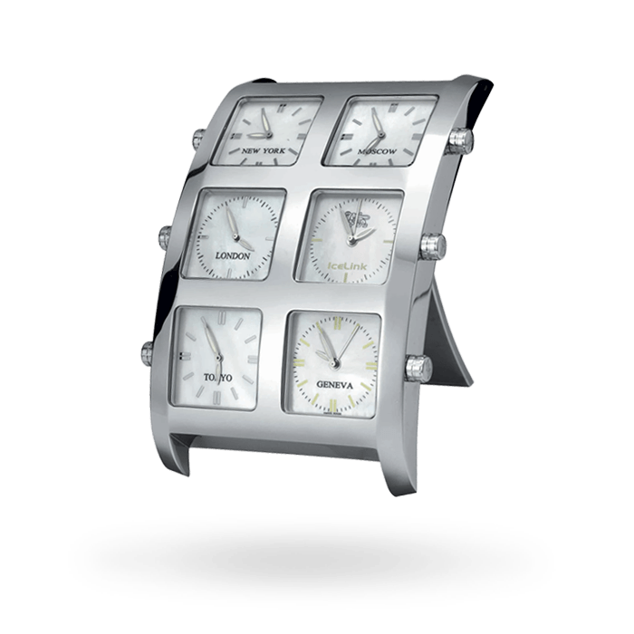 White MOP Desk Clock with Alarm (sample sale) Presidential IceLink