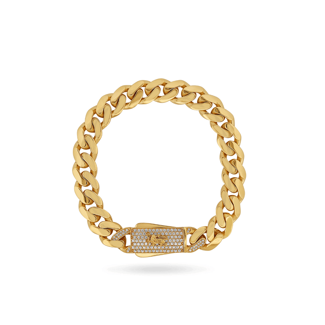 10K 11mm Hollow Monaco Cuban Link Bracelet Bracelets IceLink-CAL