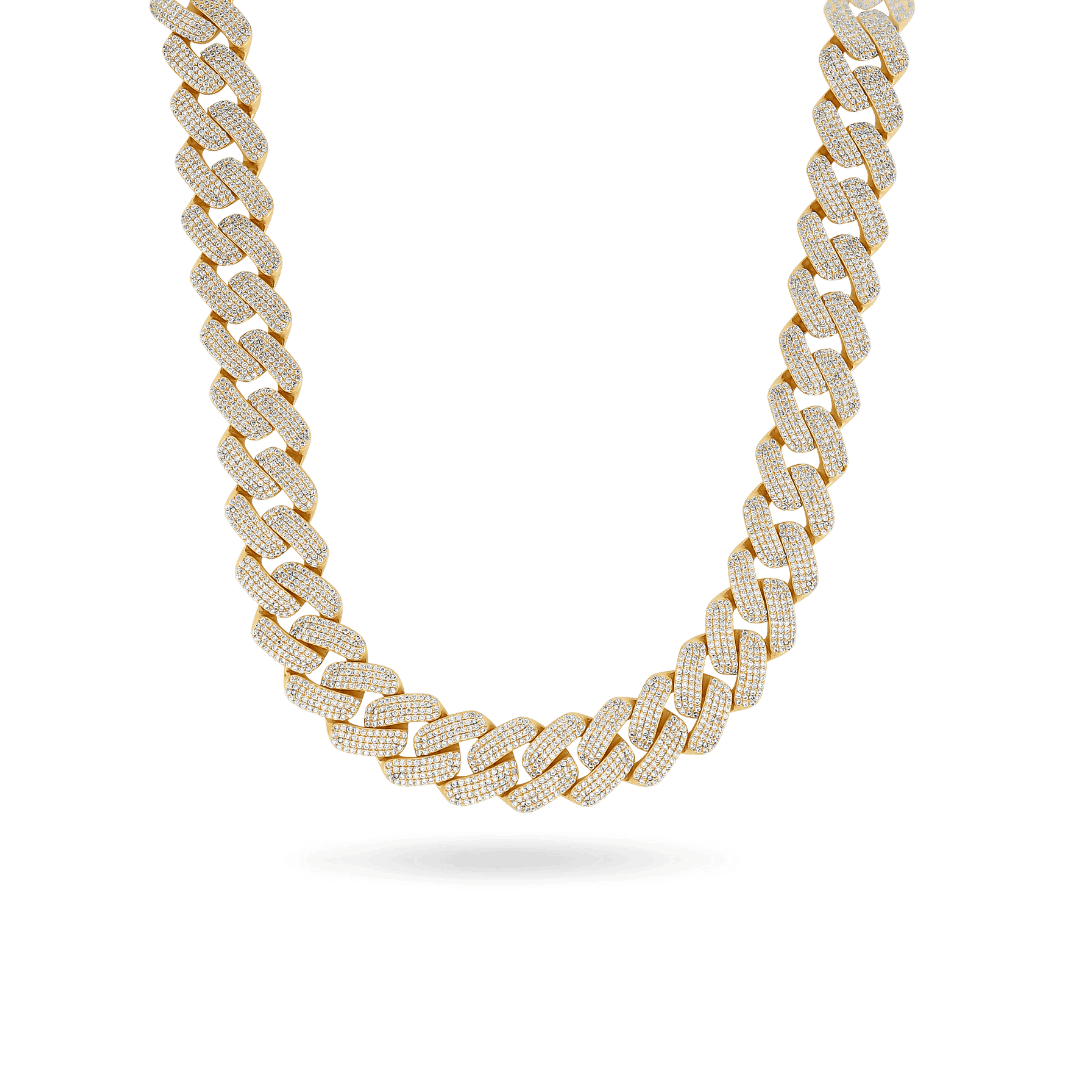 10K 17mm Hollow CZ Monaco Cuban Link Necklace Necklaces IceLink-CAL   