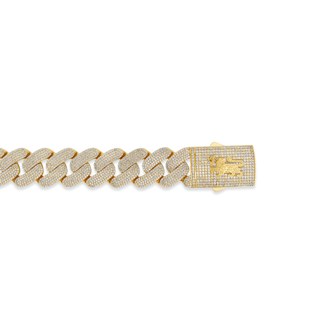 10K 19mm Hollow CZ Monaco Cuban Link Bracelet Necklaces IceLink-CAL   