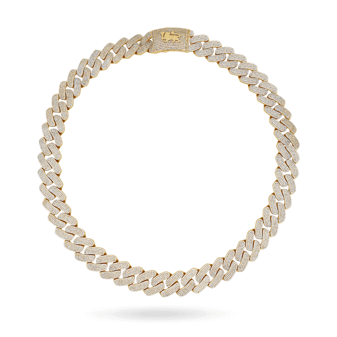 10K 19mm Hollow CZ Monaco Cuban Link Necklace Necklaces IceLink-CAL   