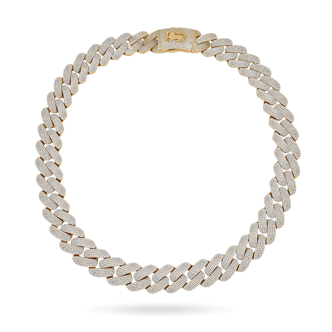 10K 22mm Hollow CZ Monaco Cuban Link Necklace Necklaces IceLink-CAL   