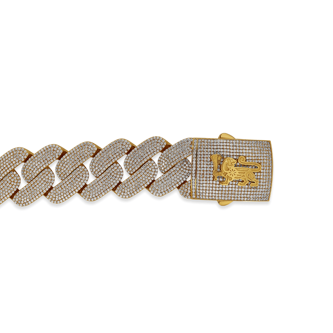 10K 27mm Hollow CZ Monaco Cuban Link Bracelet Necklaces IceLink-CAL   