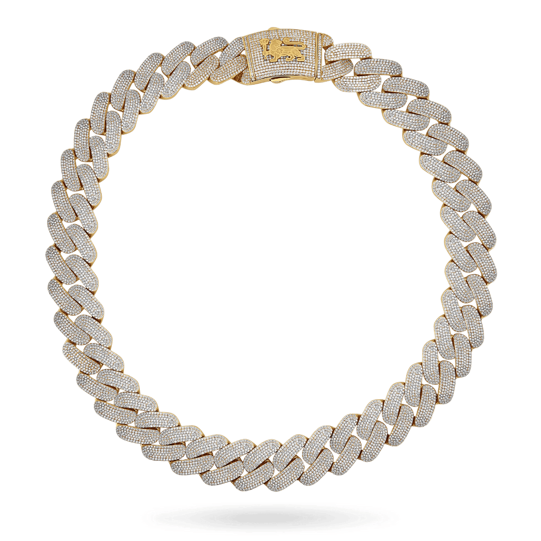 10K 27mm Hollow CZ Monaco Cuban Link Necklace Necklaces IceLink-CAL   