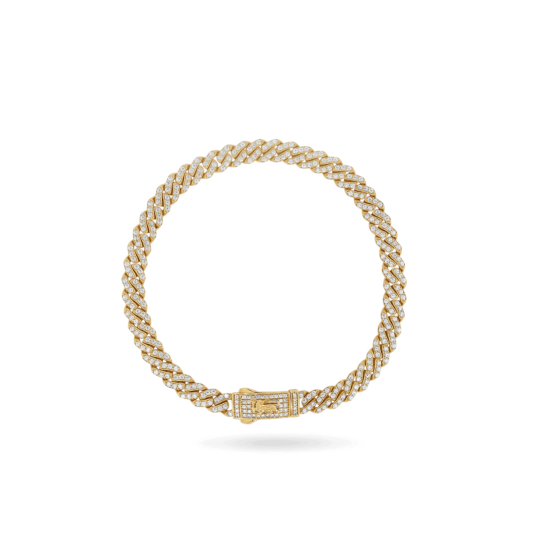 10K 5mm Hollow CZ Monaco Cuban Link Bracelet Bracelets IceLink-CAL