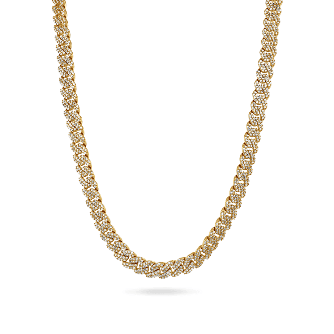 10K 6mm Hollow CZ Monaco Cuban Link Necklace Necklaces IceLink-CAL   