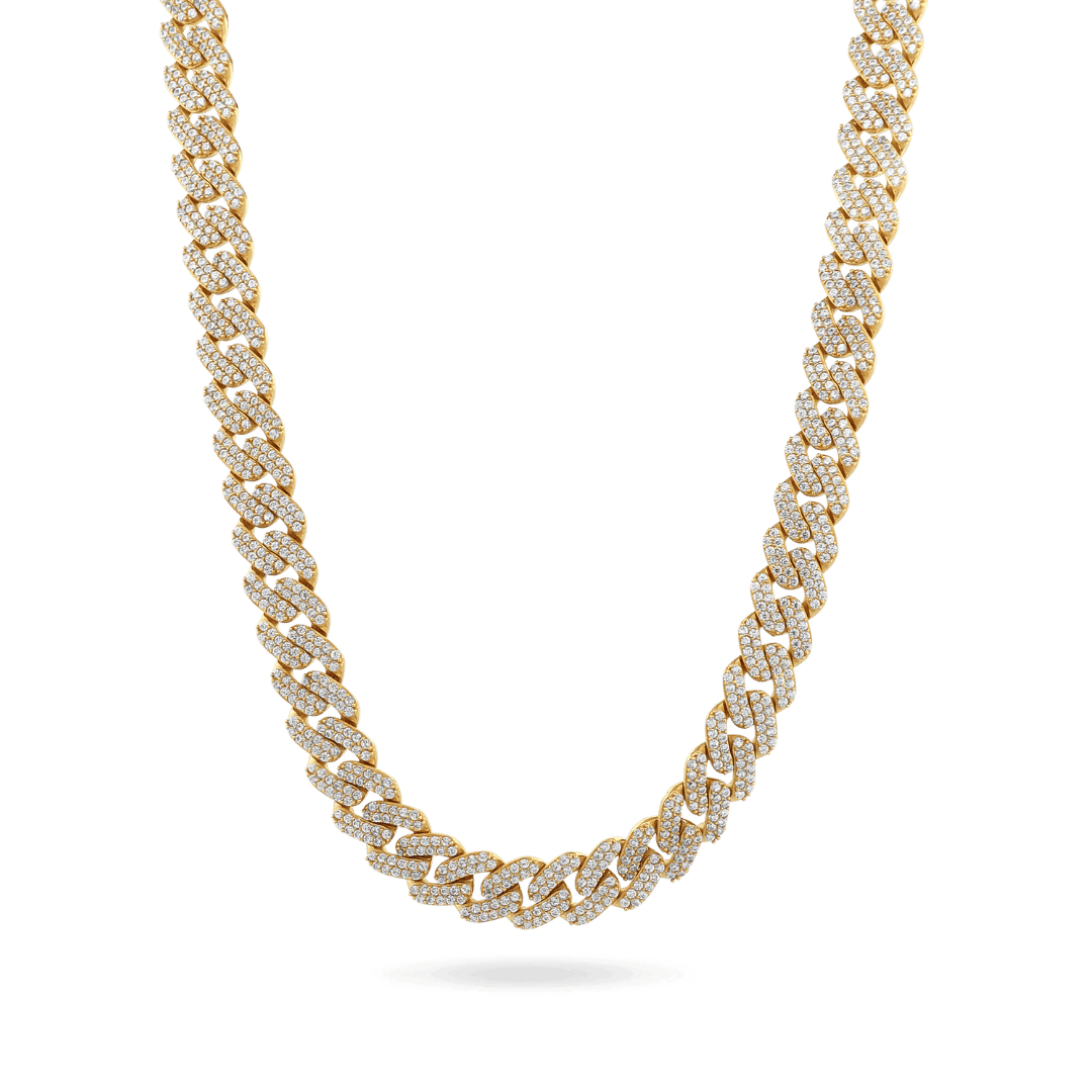 10K 9mm Hollow CZ Monaco Cuban Link Necklace Necklaces IceLink-CAL   