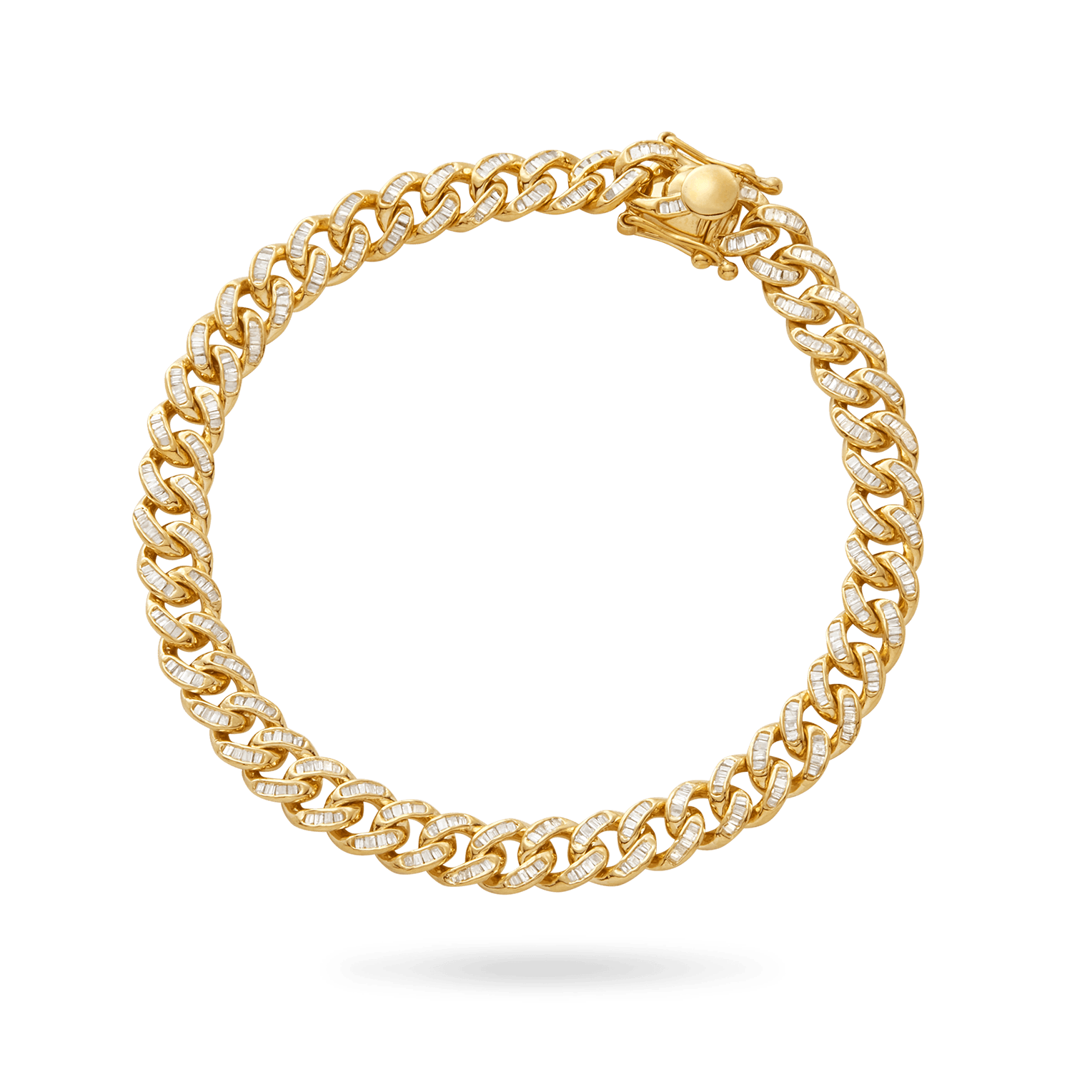 10K Gold Baguette Diamond Cuban Link Bracelet 6.5mm IceLink