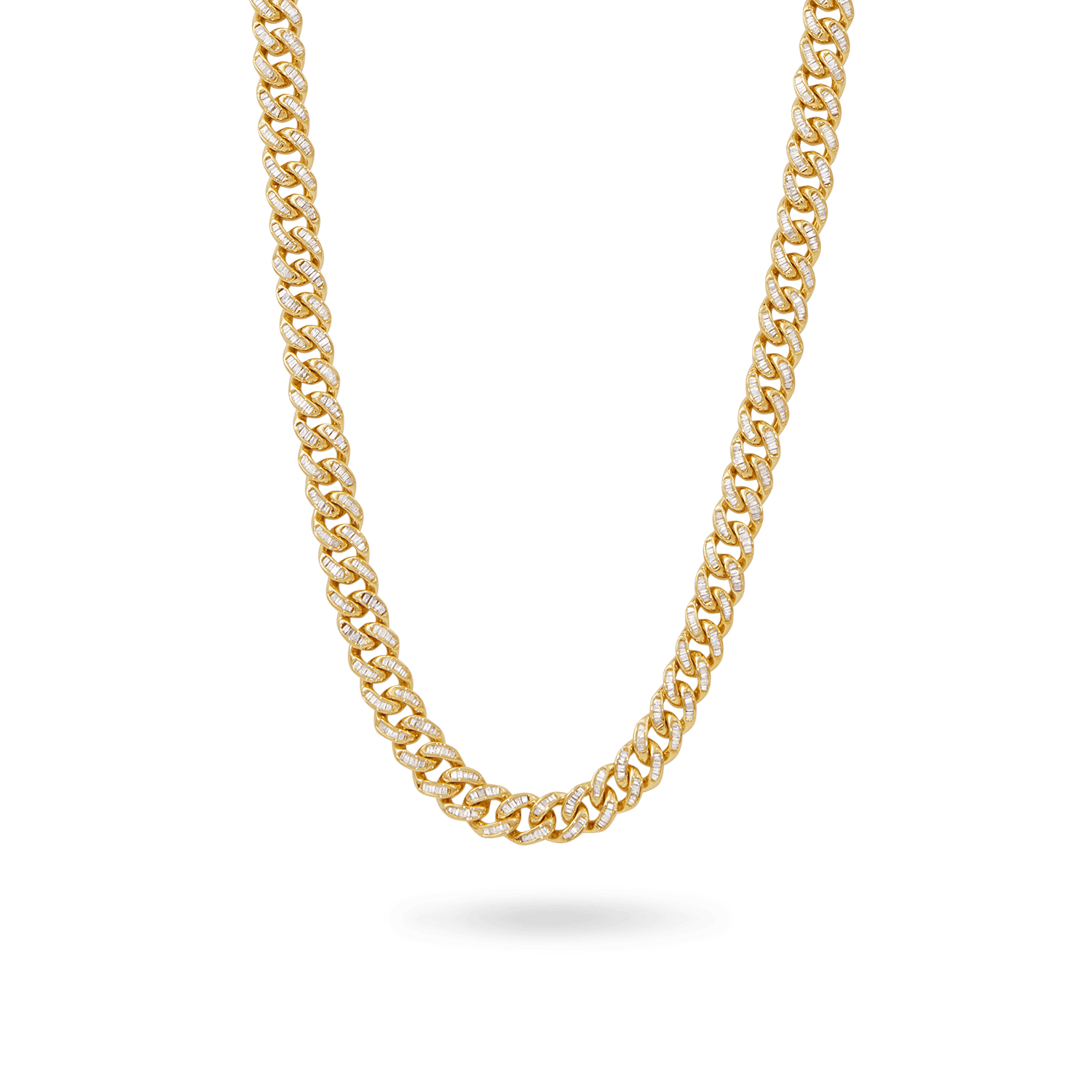 10K Baguette Cuban Necklace 6.5mm 16" Necklaces IceLink-CAL   