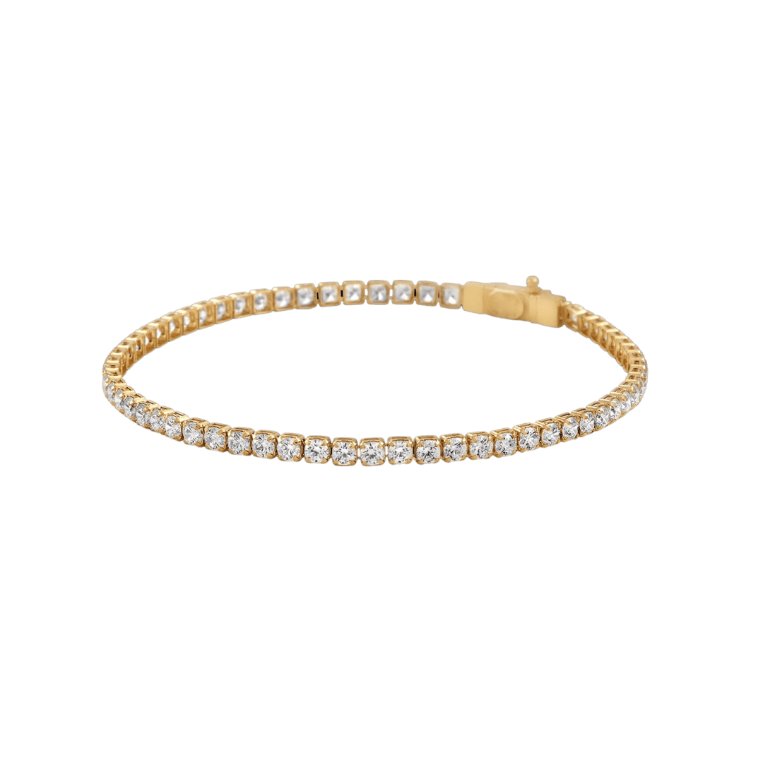 10K Yellow Gold Over Sterling Silver 1/10 Ctw Diamond Open Circle Tennis  Bracelet - 12TL2A