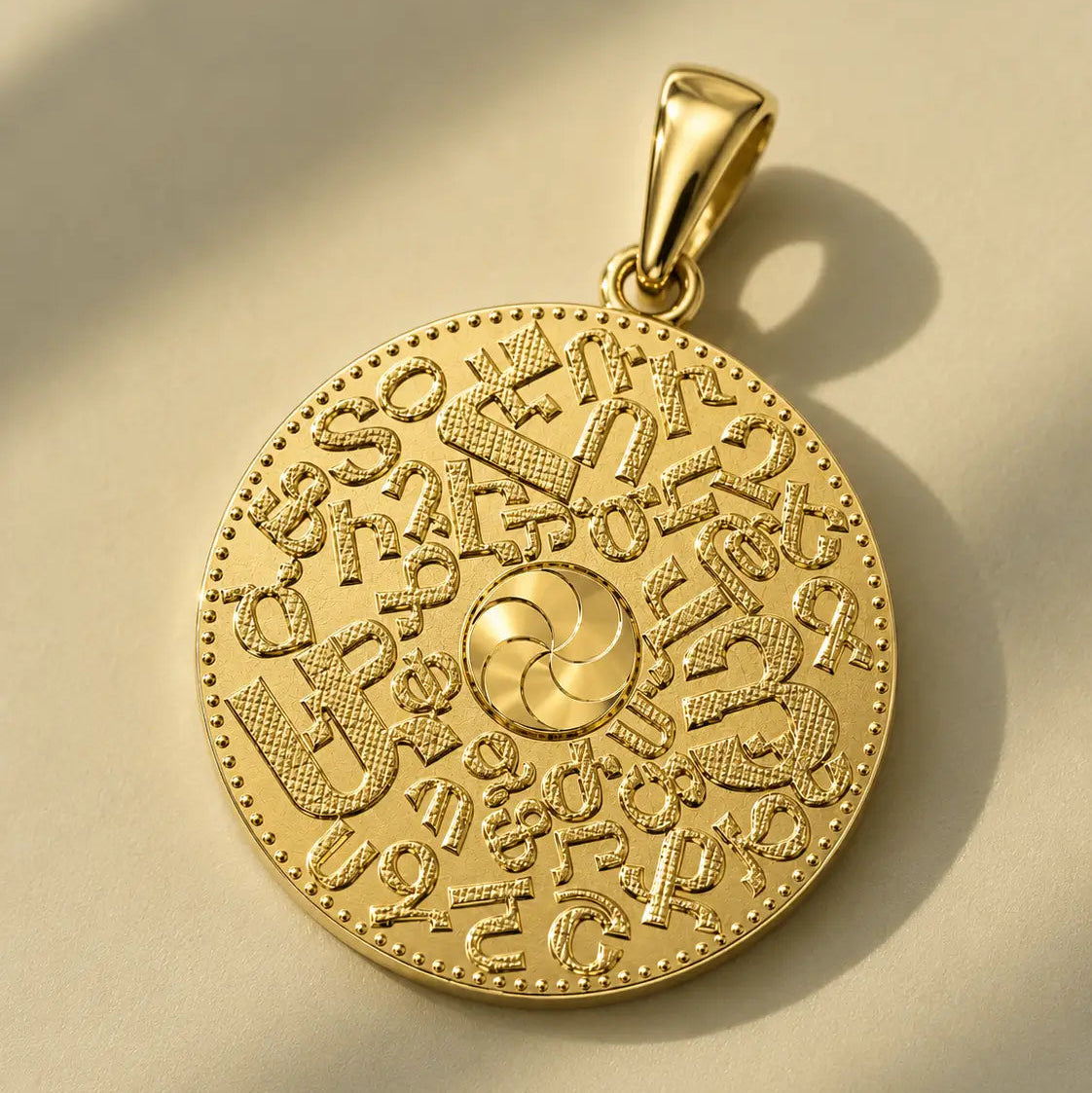 14K Armenian Alphabet Pendant Necklaces IceLink-CAL