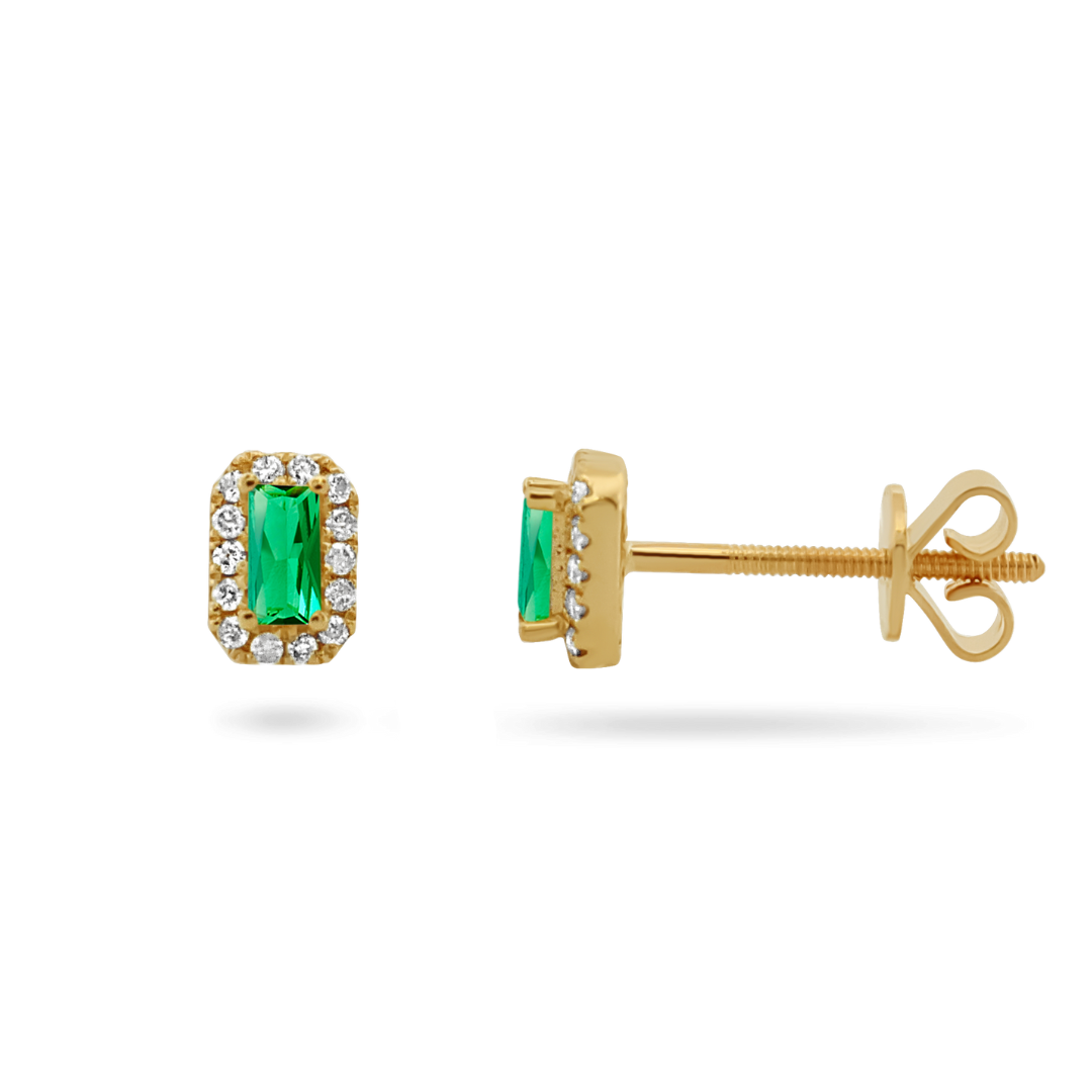 14K Birthstone Diamond Stud Earrings Earrings IceLink-SVN