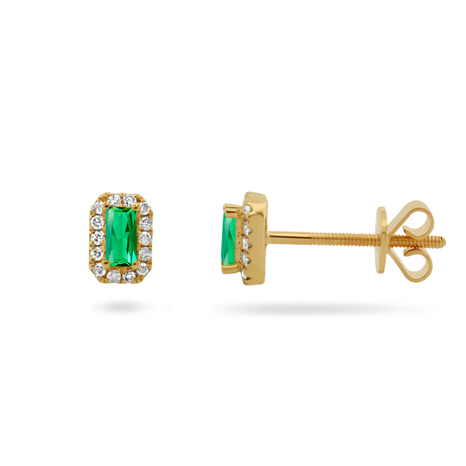14K Birthstone Diamond Stud Earrings Earrings IceLink-SVN