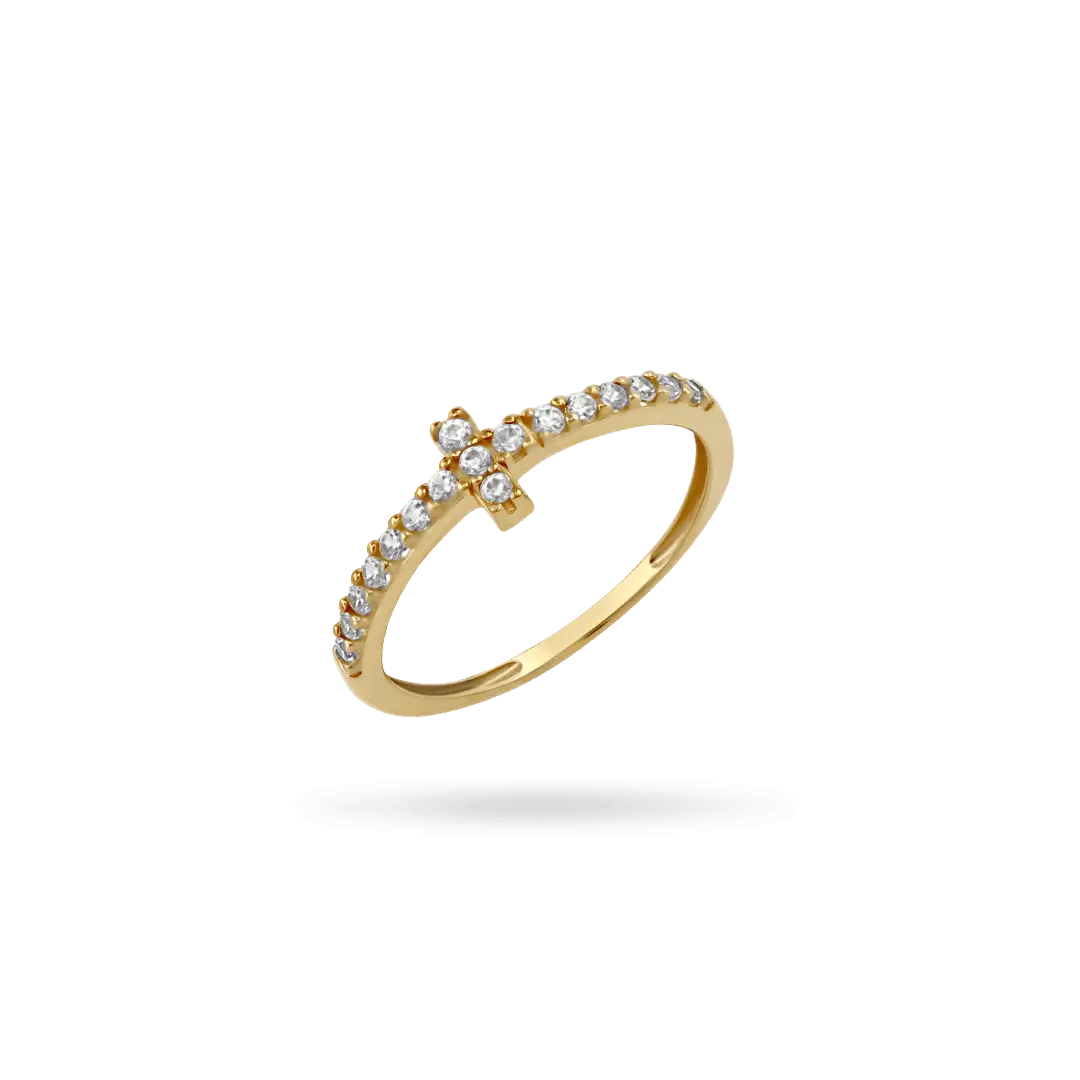 14K Gold Cross Pavé Pinky Ring Rings IceLink-SVN 2