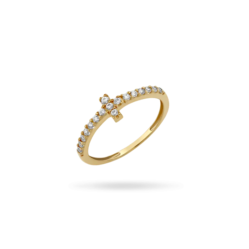 14K Gold Cross Pavé Pinky Ring Rings IceLink-SVN 2