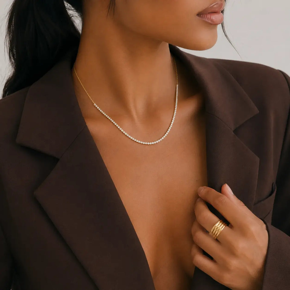 14K Gold Adjustable Tennis Necklace 2.10mm Necklaces IceLink-CAL