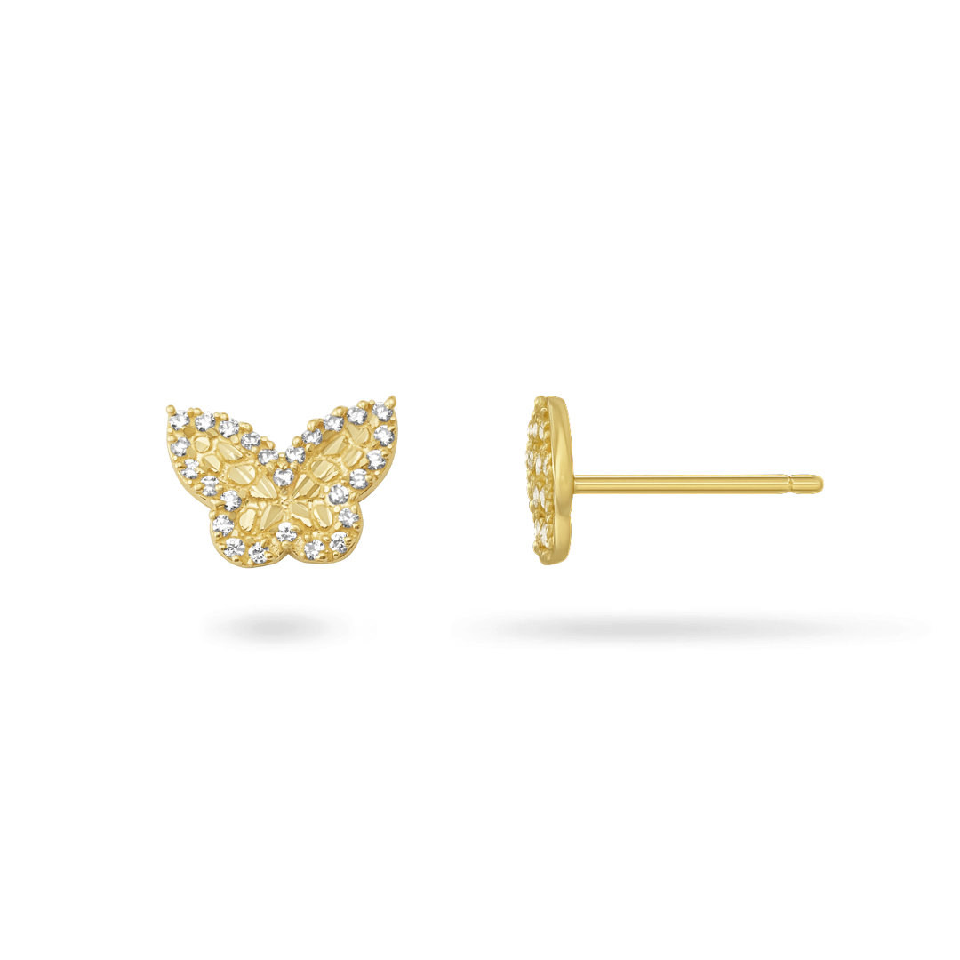 14K Mini Butterfly Stud Earrings Earrings IceLink-CAL