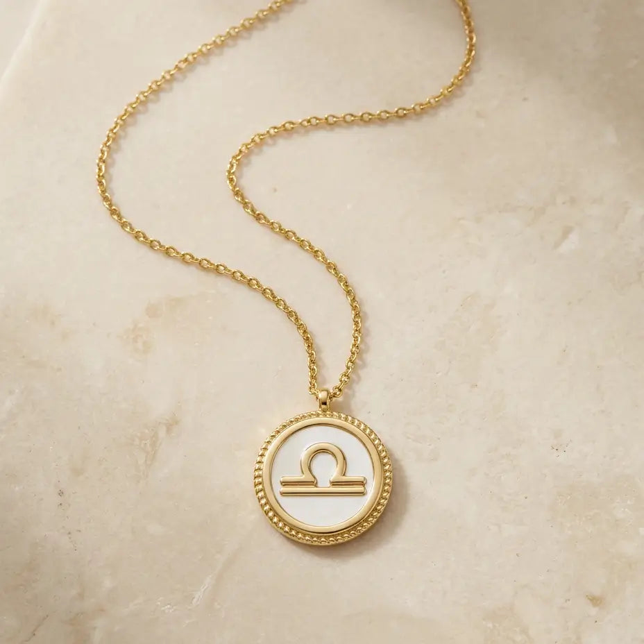 14K Mother of Pearl Zodiac Necklace Necklaces IceLink-SVN