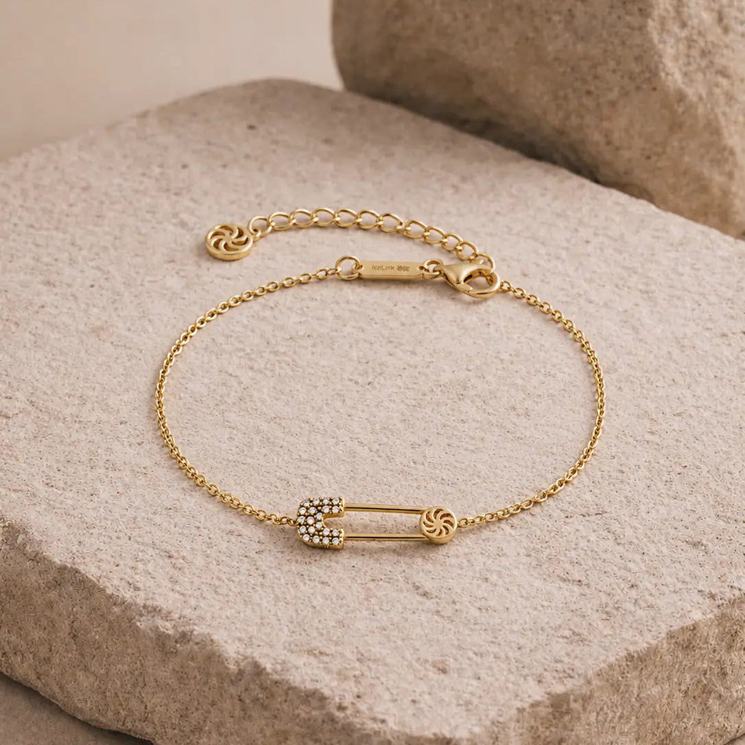 14K Safety Pin Bracelet Bracelets IceLink-SVN