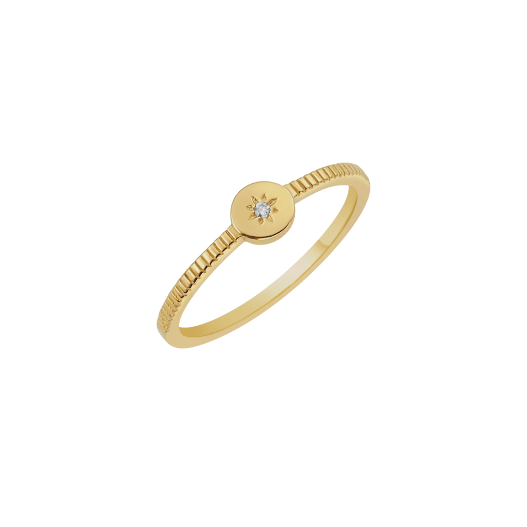 14K Star-Set Ribbed Ring Rings IceLink-CAL 3  