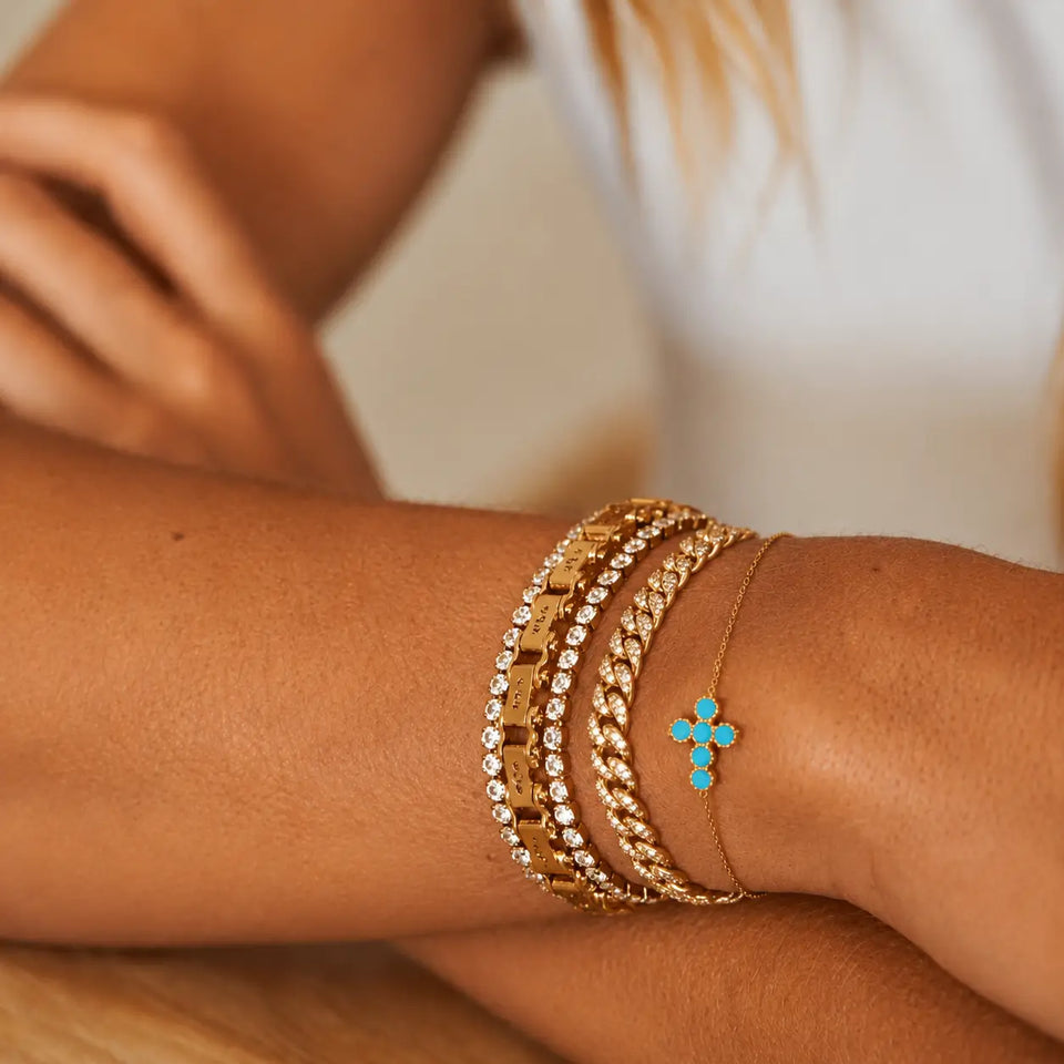 14K Turquoise Cross Bracelet Bracelets IceLink-SVN