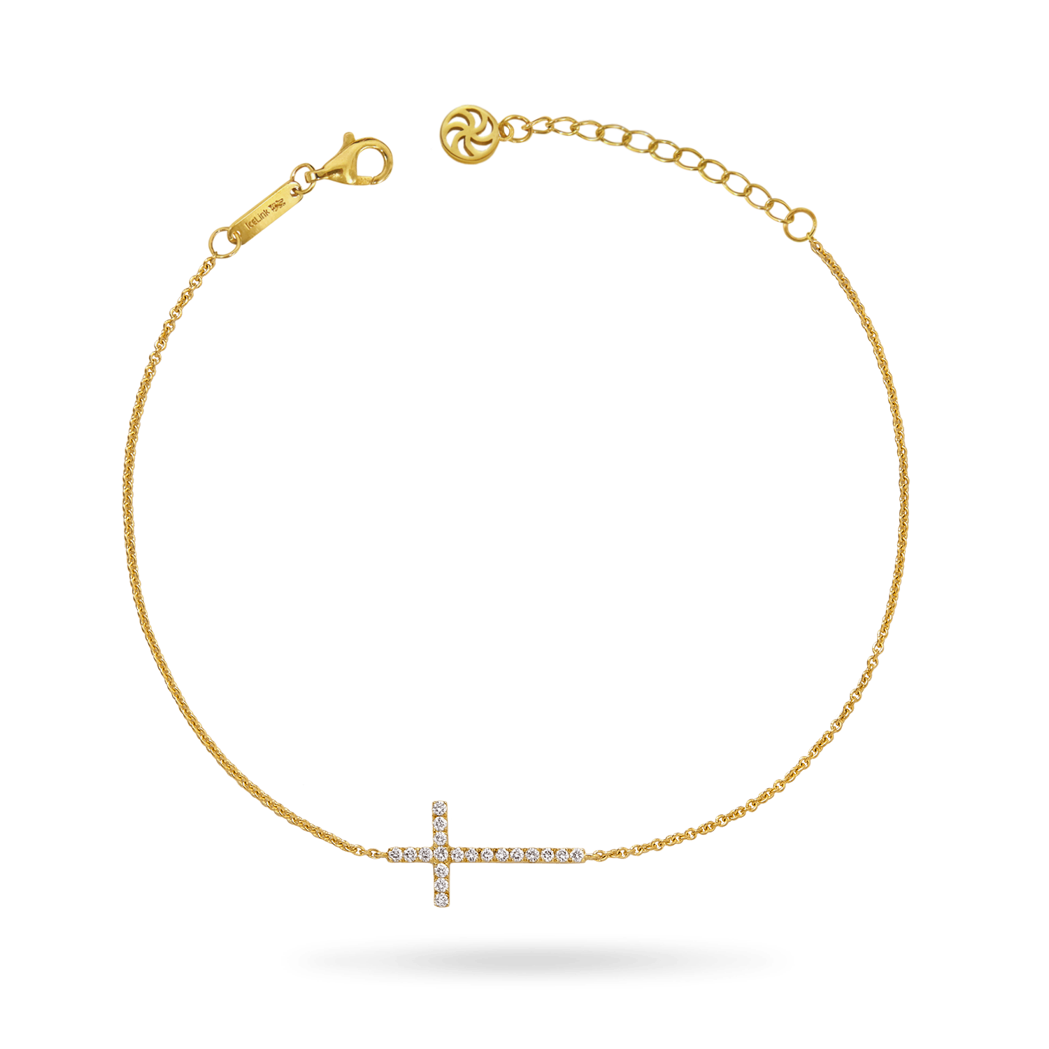 14K 'Paris' Diamond Cross Bracelet - IceLink 14K 'Paris' Diamond Cross Bracelet - IceLink
