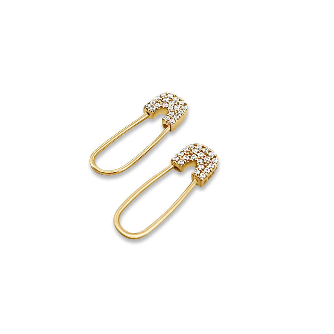 14K Safety Pin Earrings Earrings IceLink-SVN