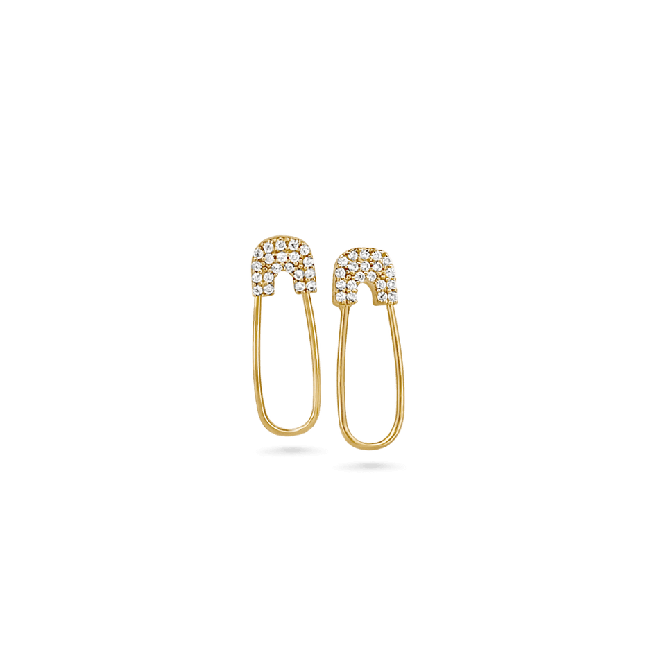 14K Safety Pin Earrings Earrings IceLink-SVN