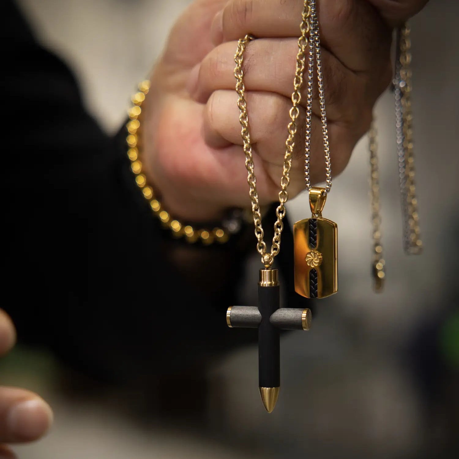 Axel Bullet Carbon Fiber Cross Necklace