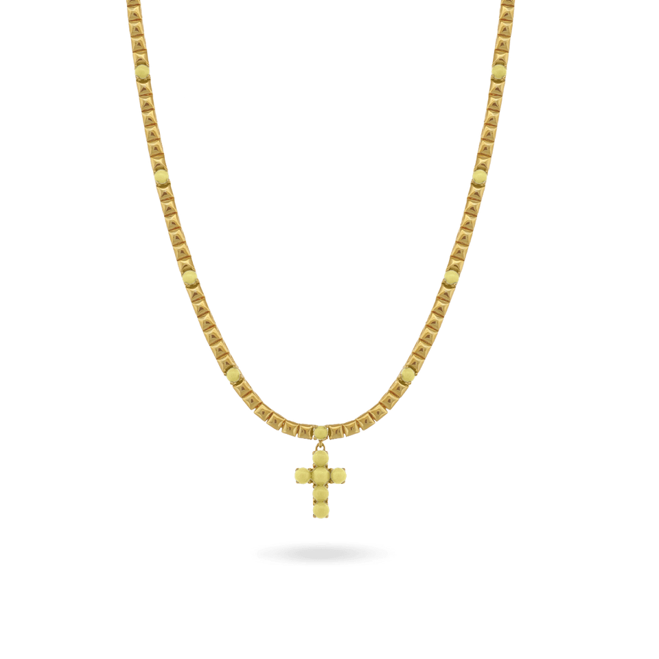 Butter Yellow Enamel Cross Necklace Necklaces IceLink-ATL