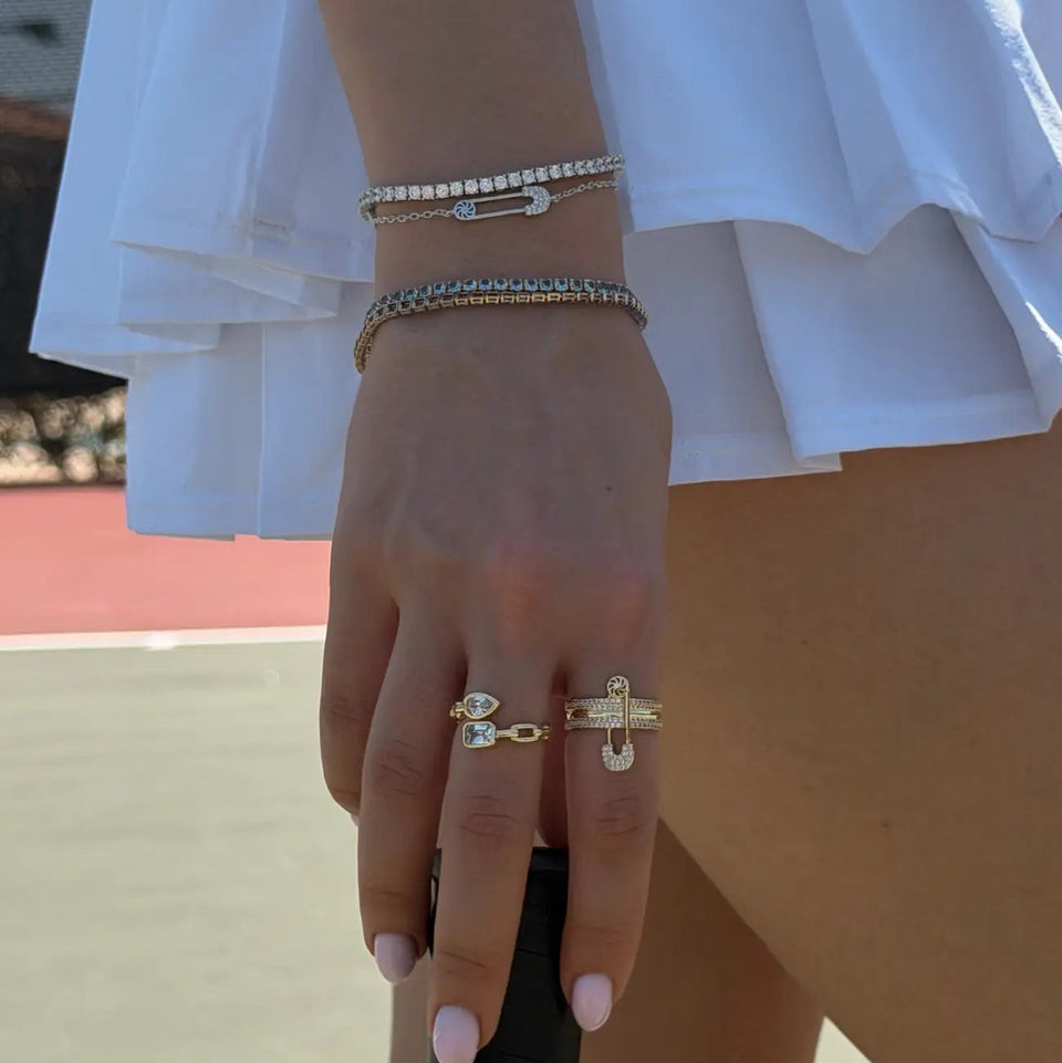 Safety Pin Bracelet Bracelets IceLink-ATL 14K Gold Plated Small 6" -7"