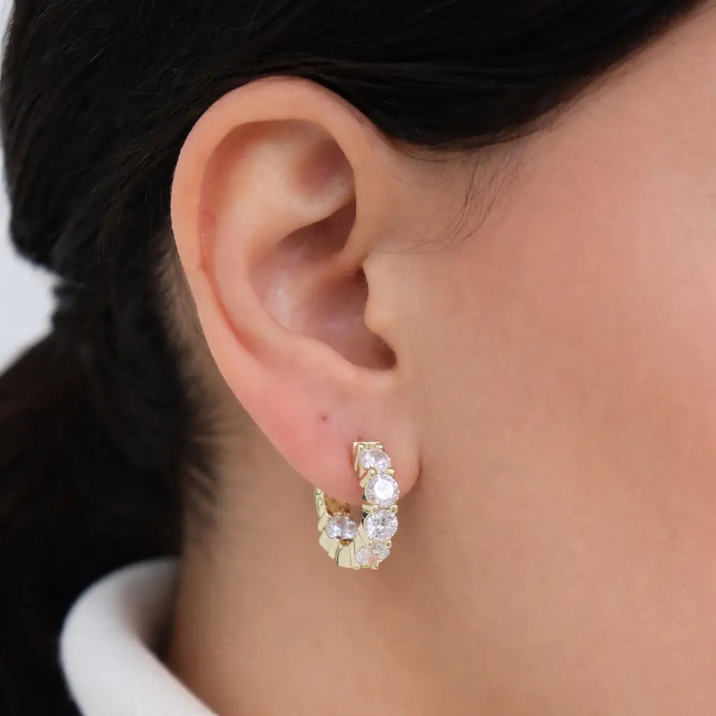 Mini ‘Zari’ Cluster Huggies Earrings IceLink-CINDY