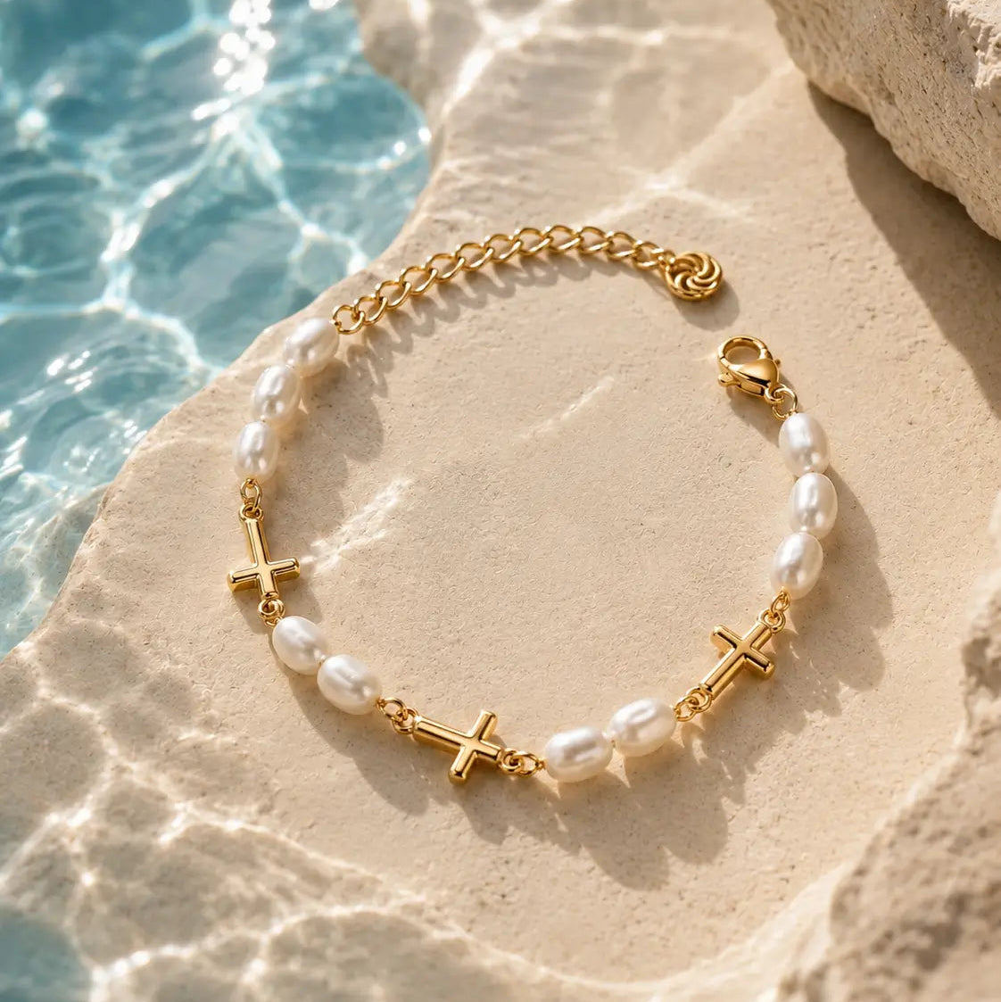 Azura Pearl Cross Bracelet Bracelets IceLink-VRNA