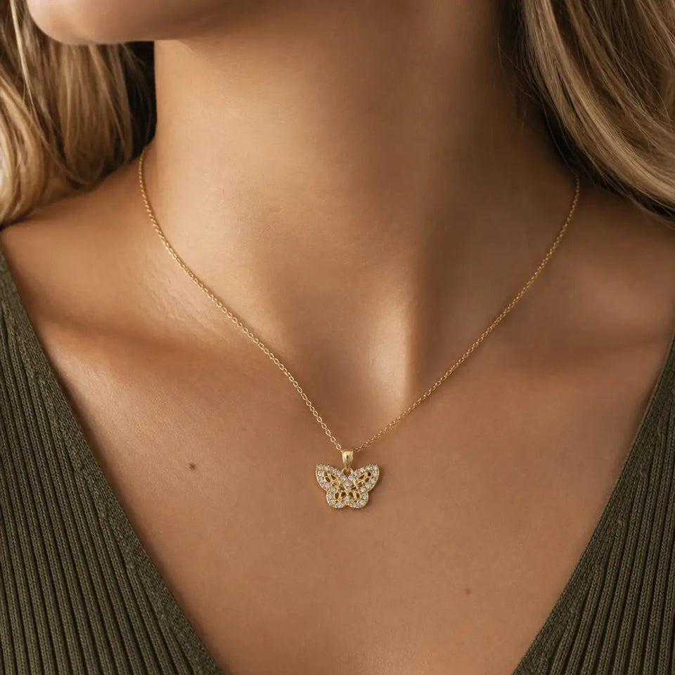 14K Mini Butterfly Pendant Charms & Pendants IceLink-CAL