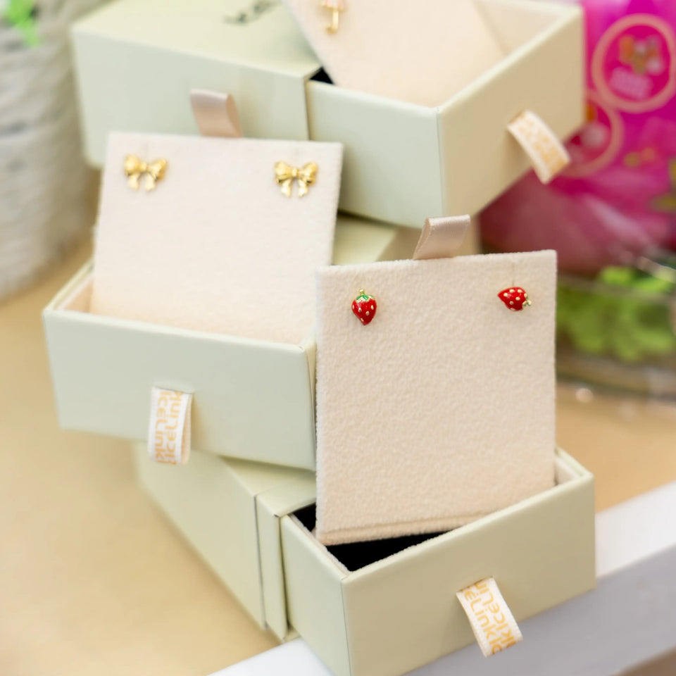 Kids Strawberry Enamel Studs Earrings IceLink-SKY Red