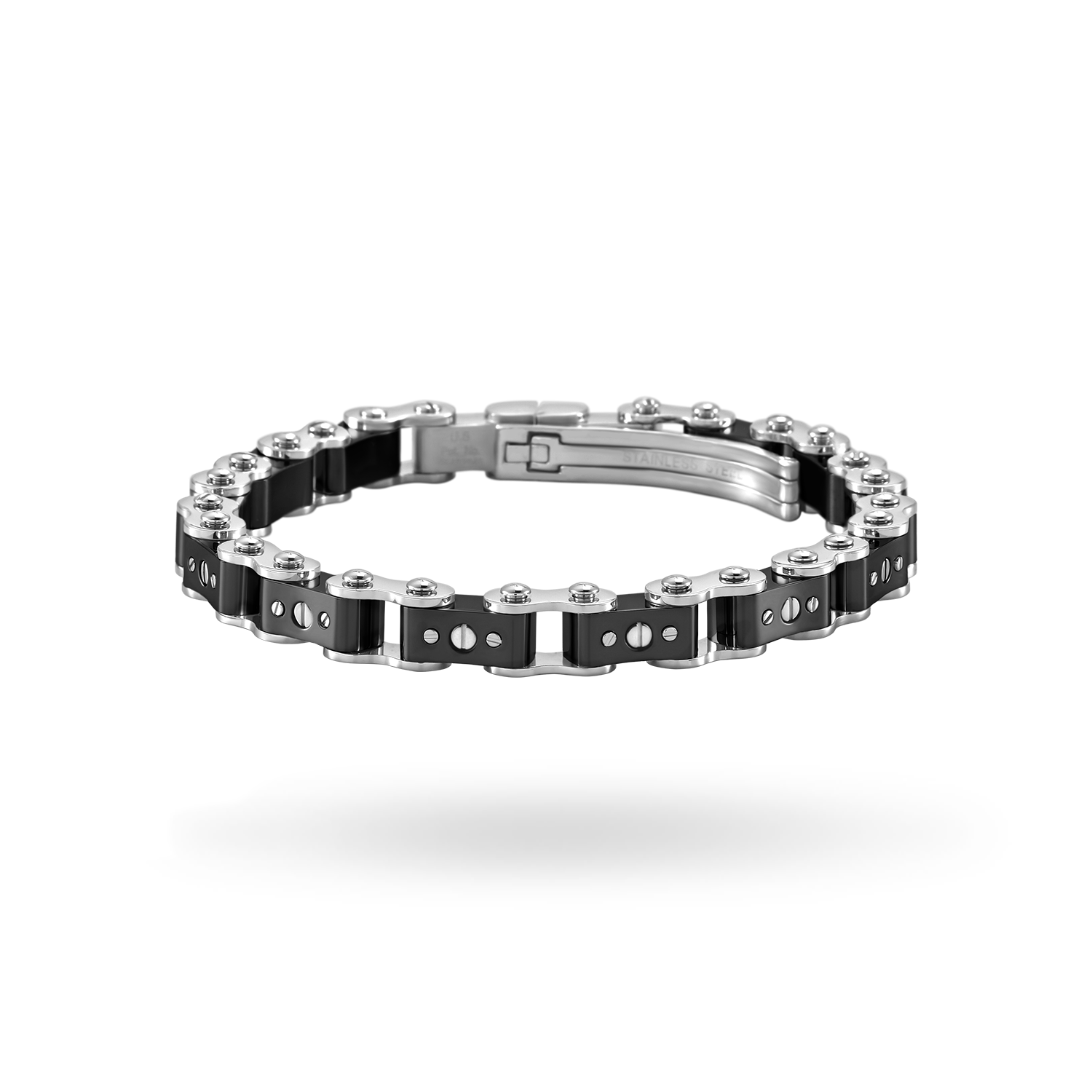 Black and Steel 9.5MM Bicycle Bracelet Bracelets IceLink-ES   