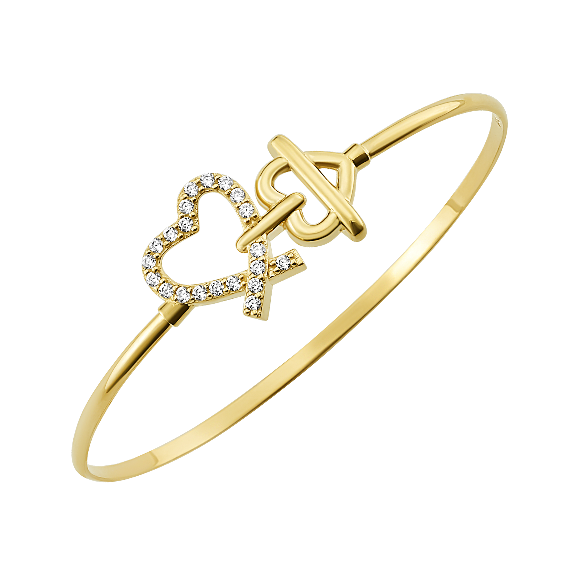 14K Diamond Heart Bangle (Sample Sale) Bracelets IceLink-CAL 14K Gold 6"