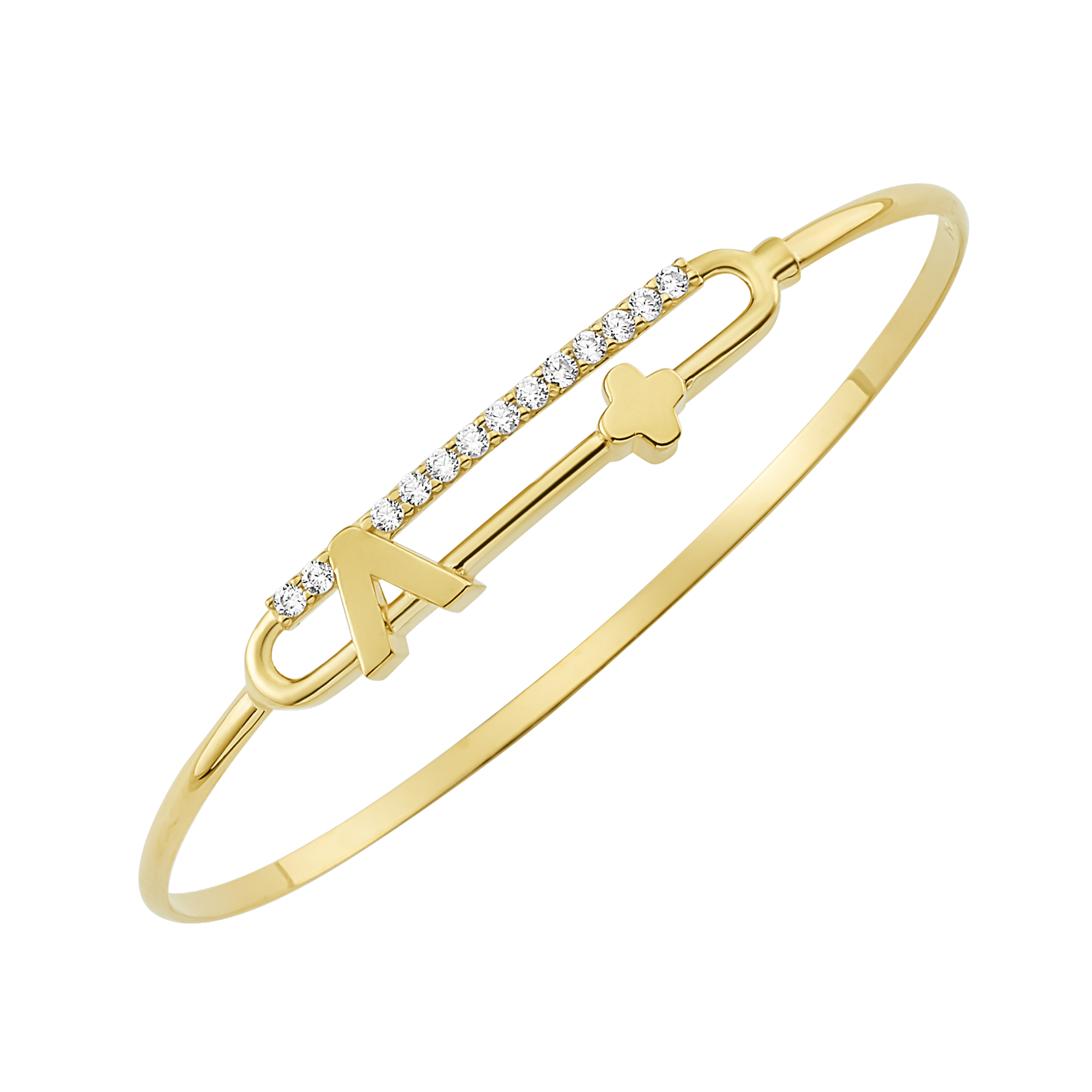 14K Clover Diamond Bangle (Sample Sale) Bracelets IceLink-CAL 14K Gold 6"