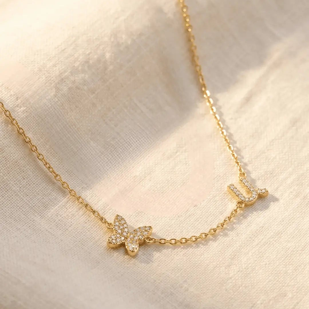 Armenian Initial Butterfly Necklace Necklaces IceLink-ATL