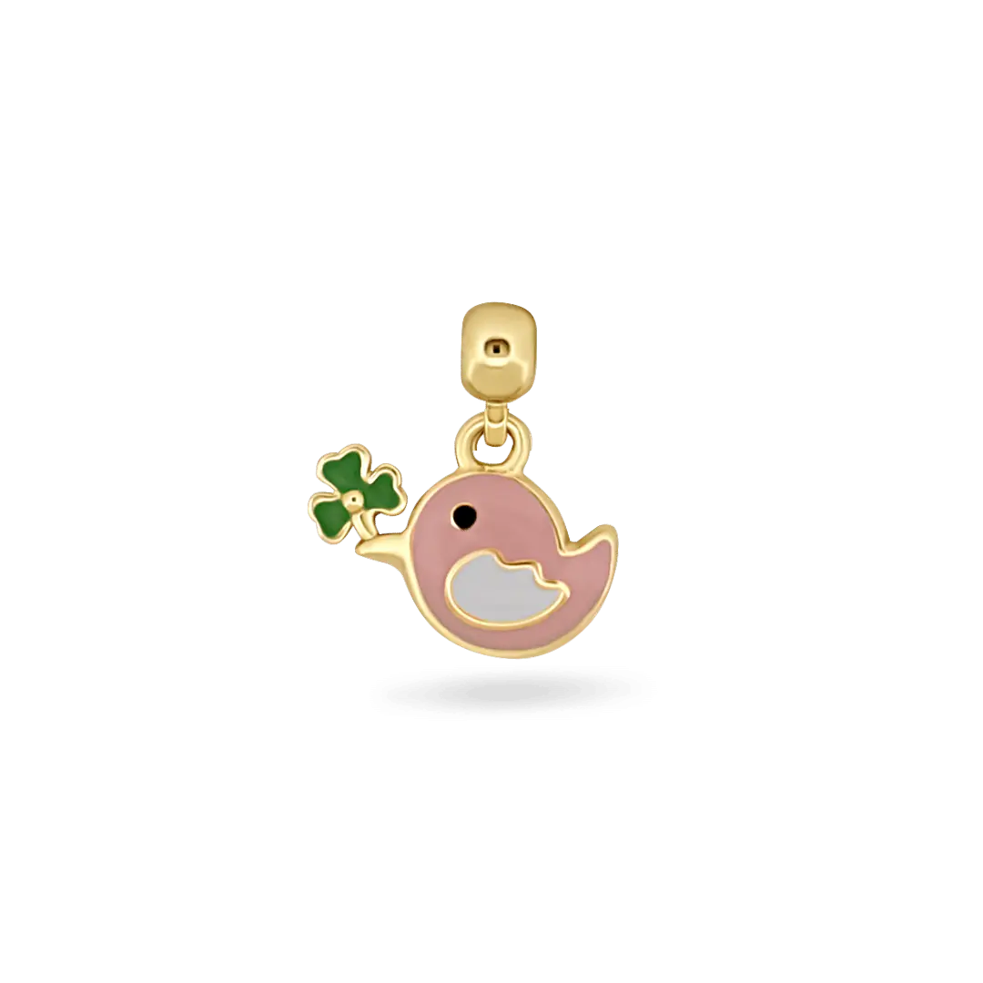Bird Enamel CharmSlide™ Charms &amp; Pendants IceLink-SKY Pink