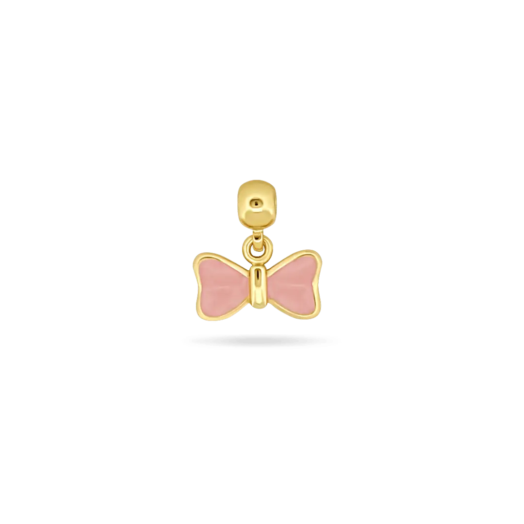 CharmSlide™ Charms Charms &amp; Pendants IceLink-SKY Pink Bow Enamel CharmSlide™