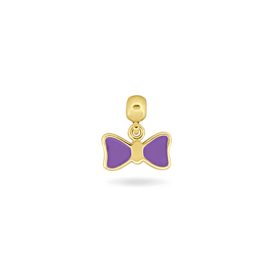CharmSlide™ Charms Charms &amp; Pendants IceLink-SKY Purple Bow Enamel CharmSlide™