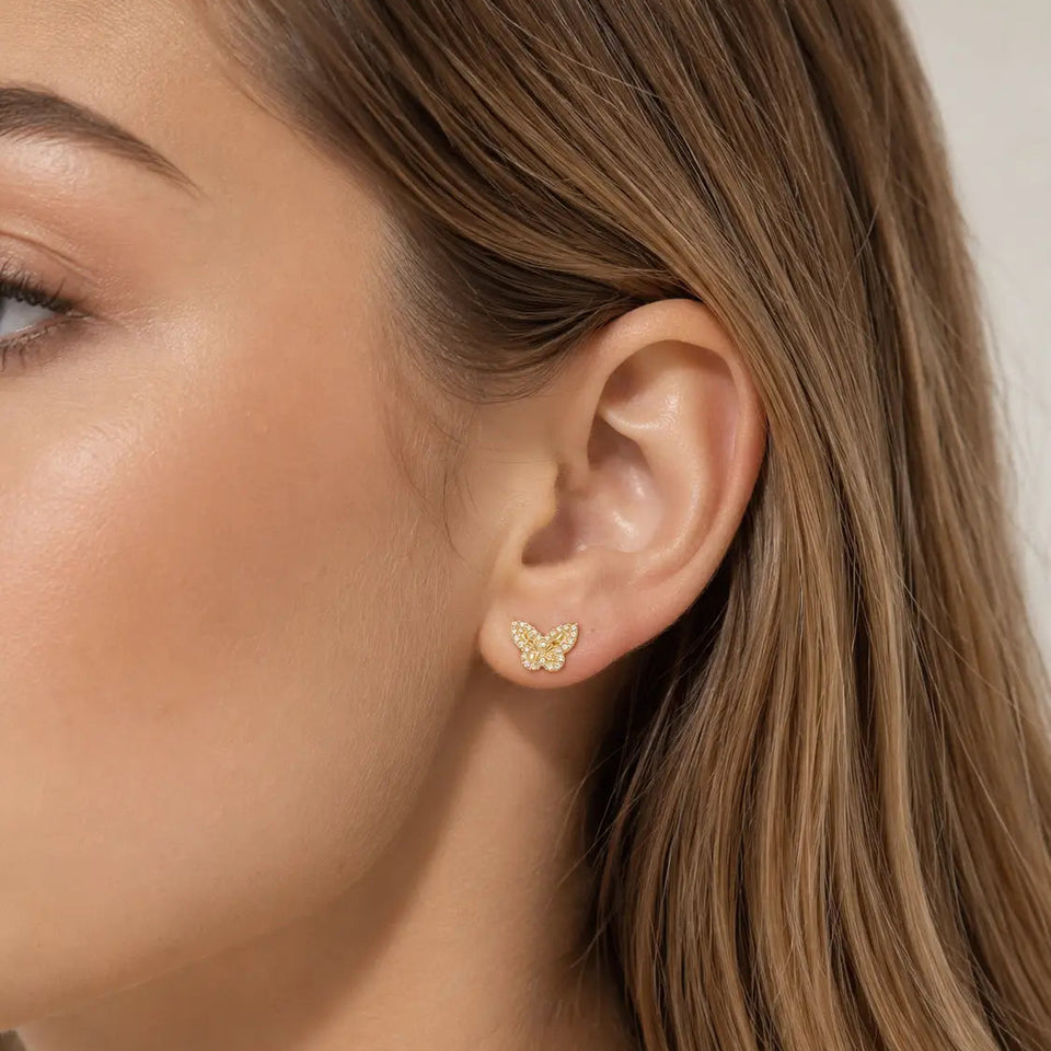 14K Mini Butterfly Stud Earrings Earrings IceLink-CAL