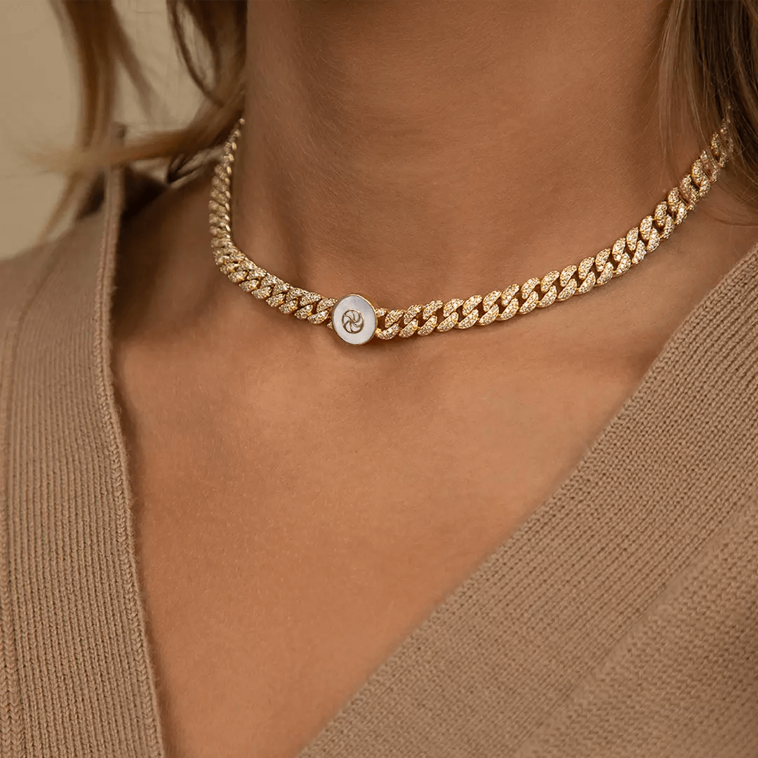 Mother of Pearl Cuban Choker Choker IceLink-ATL