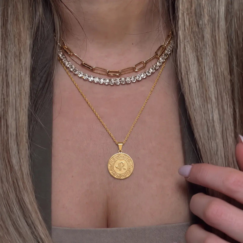 Armenian Initial Coin Necklace