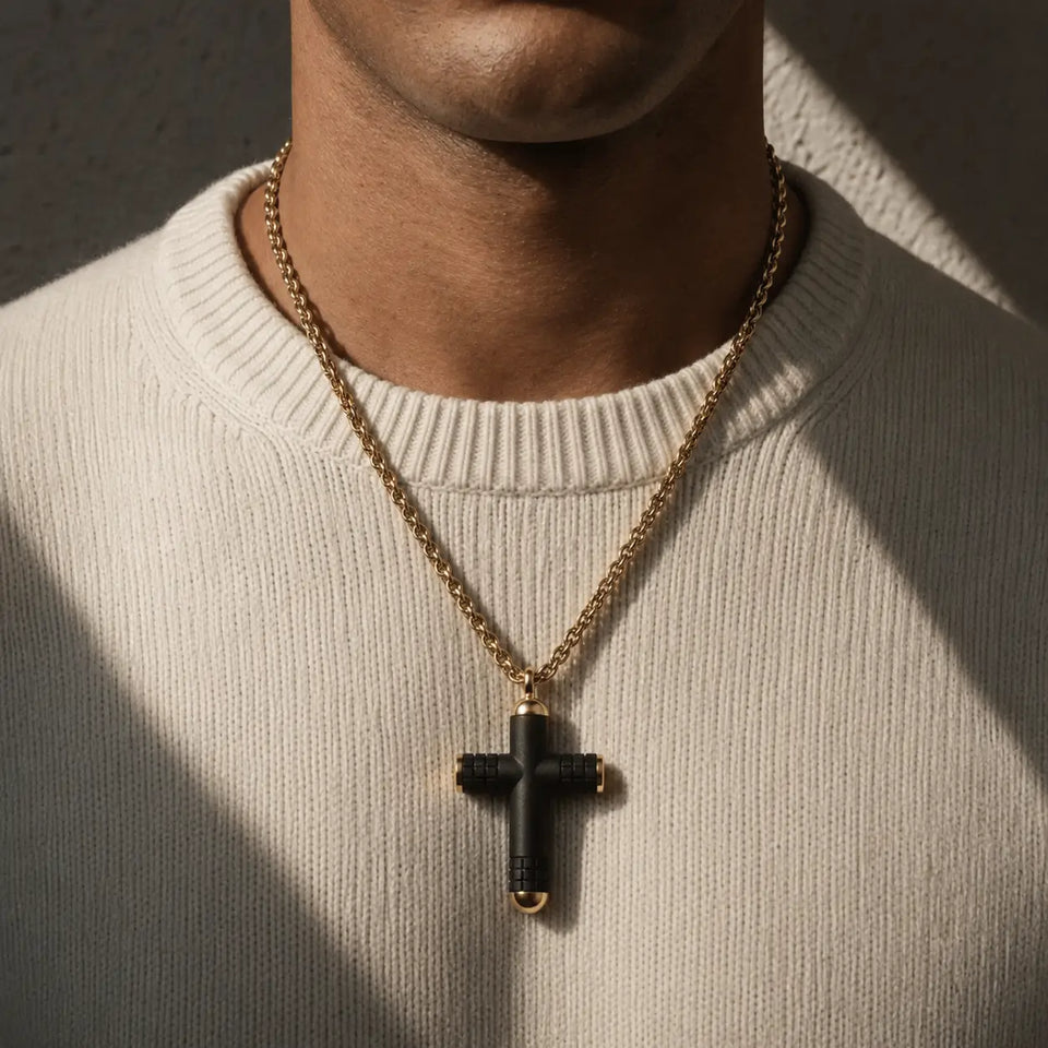 Titan Carbon Fiber Cross Necklace Necklaces IceLink-CLEEE