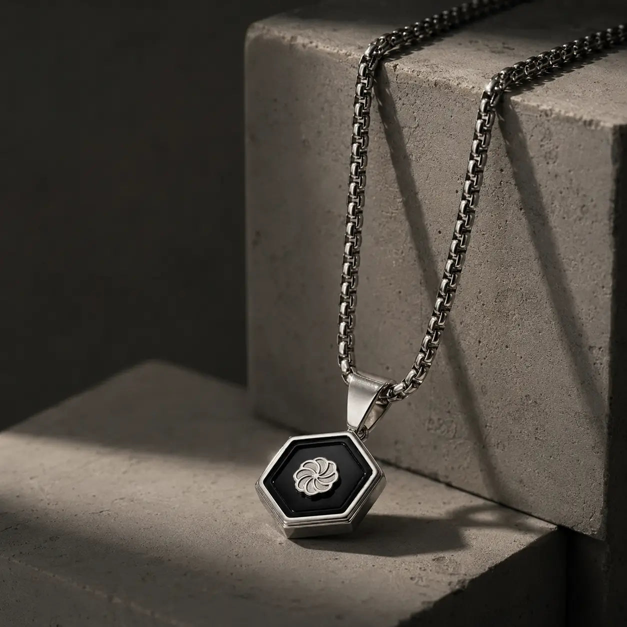 Axis Hexagon Pendant Necklace