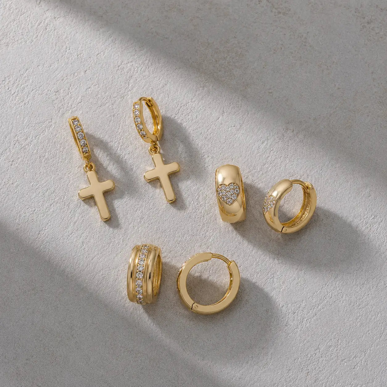 14K Wren Cross Huggies
