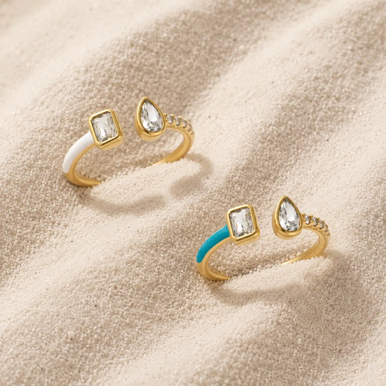 Toi et Moi White Enamel Ring Rings IceLink-ATL