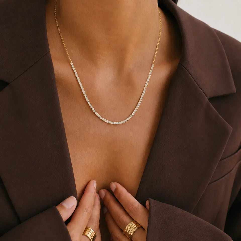 14K Gold Adjustable Tennis Necklace 2.75mm Necklaces IceLink-CAL